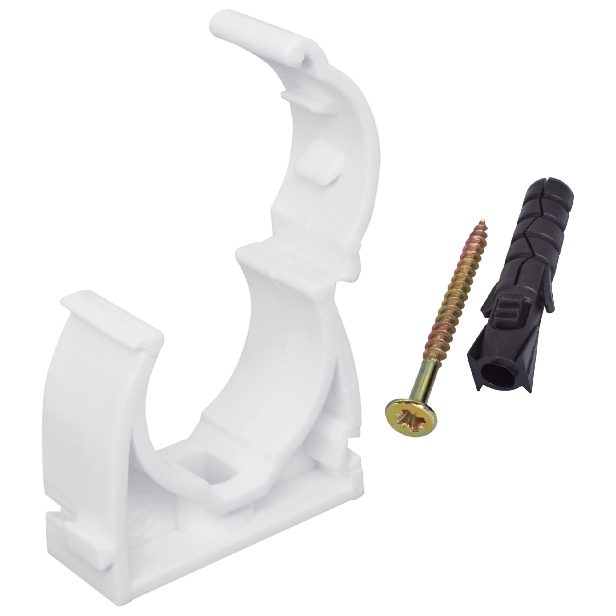 SKIR'CO (40 Stuks) Dubbele Buisclips, Kunststof Klemmen Voor 25-28 Mm Buizen, U-type Pijpklem, Witte Buisklemmen, Slanghangers