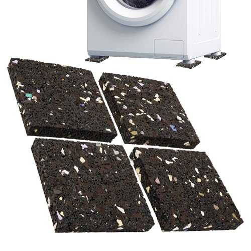 ECENCE 4 Piezas Almohadillas Amortiguadoras Antivibración para Lavadora y Secadora - Antideslizantes de Goma, Soporte Estable, 10x10x1.5cm - Fabricado en Alemani