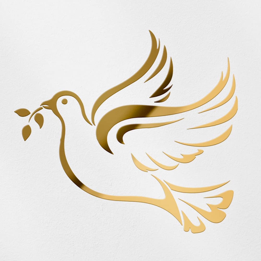 Decal Stickers of Dove Flying (Metallic Gold) (Set of 2) Premium Waterproof Vinyl Decal Stickers for Laptop Smartphone Car Dirt Bike Wall Room Mason
