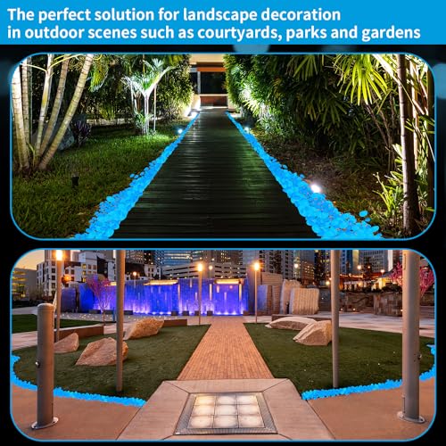 Image of Landical 300 Pcs 1.8 Inch Large Glow in The Dark Rocks Glow in The Dark Pebbles Outdoor Bule Fish Tank Rock Aquarium Gravel Luminous Stone for Landscaping Walkway Succulent Plant Decor, 4700g /10.36lbs