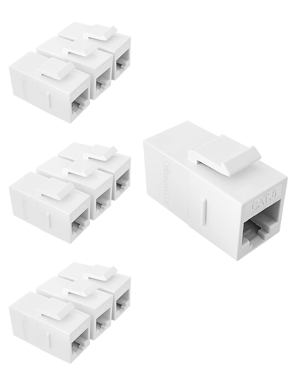 Enmane Cat6 Keystone Coupler RJ45 Coupler Ethernet Coupler Inline Female to Female Cable Extender White 10-Pack