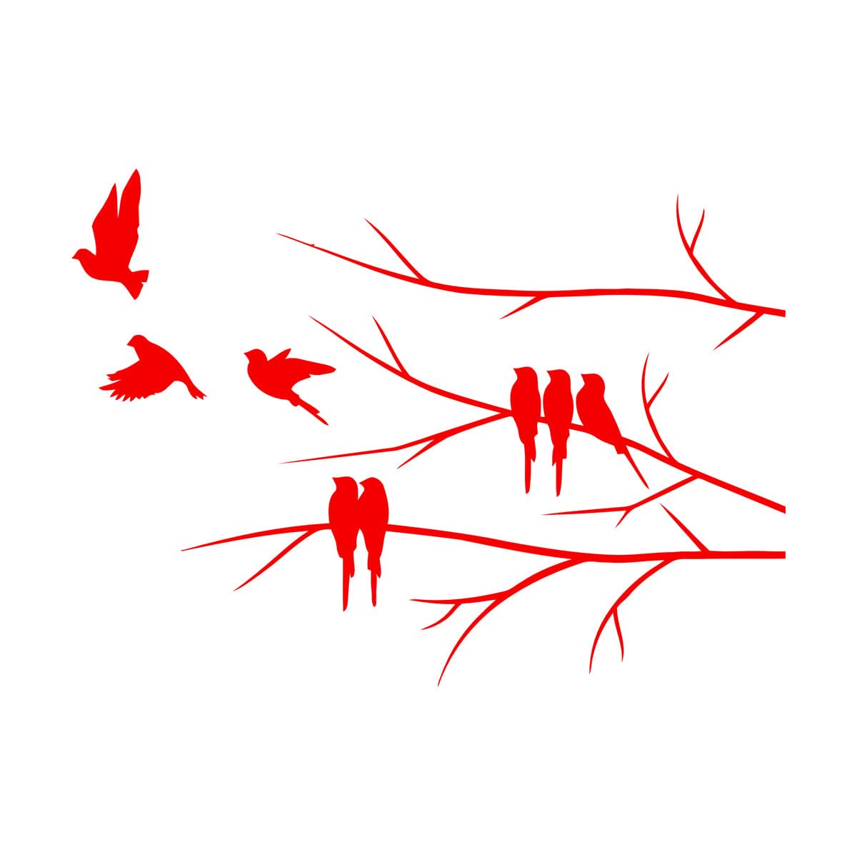 Engraving Stickers Birds On Branch Living 36x51.3cm Can Modify and add Information Small red — image 1
