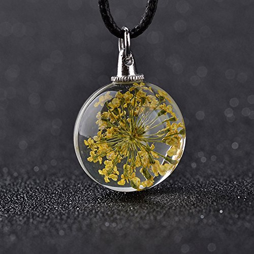 Adecco LLC 2PCS Colorful Murano 3D Flower Glass Pendant Necklace Mix Color Set (green and yellow)