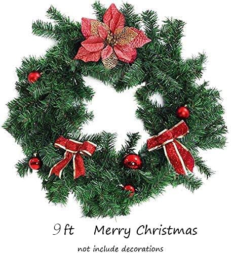 MarKnig 1 Pack Green Christmas Garland for Holiday Decoration, 9 FT Premium Quality Artificial Greenery Plant for Home, Fireplaces, Chandeliers, Stairs, Gate, Garden, Wedding Party, Outdoor/Indoor (1)