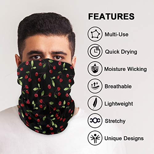 Bandanas for Women Face, Neck Gaiter Mask Headband for Men Women Mask Cherry2