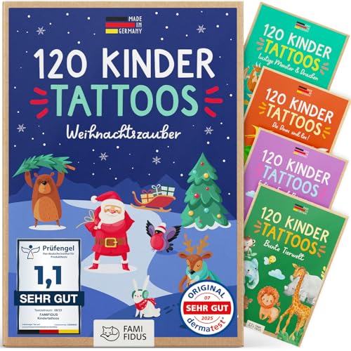 Famifidus 120 hautfreundliche Kinder Tattoos Weihnachten I Dermatologisch...