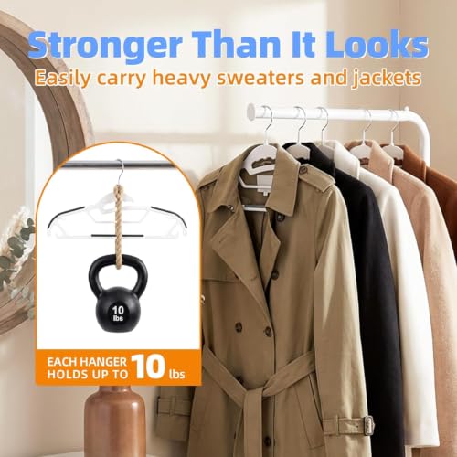 Image of 12 Pack Plastic Clothes Hangers, Non-Slip Slim Hangers with 360 Rotating Hook, Heavy Duty Space Saving Hangers for Shirts, Pants & Coats(White)