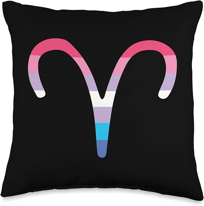 Bigender Aries Sign Apparel Aries Sign Bigender Pride Flag Throw Pillow, 16x16, Multicolor