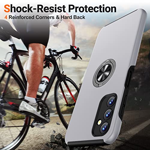 Jame For Samsung Galaxy A14 5G Case, Samsung A14 5G Case With Screen Protector, Slim Soft Bumper Case For A14 5G With Ring Kickstand, Military-Grade Protection Case For Samsung Galaxy A14 5G-Silver #TOP2