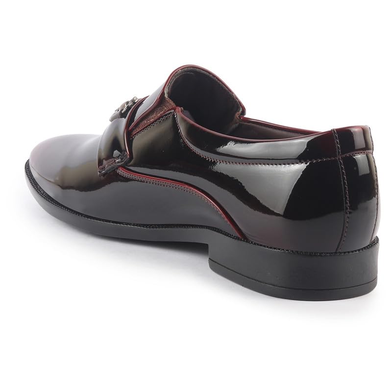Image of FAUSTO Men Horsebit Buckle Patent Leather Party Formal Slip On Shoes | Extra Cushioned Insole Tuxedo Loafers for Wedding, Reception, Cocktail