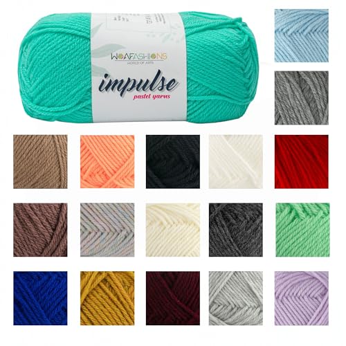 Image of WOAFashions Impulse Hand Knitting & Crochet Yarn, Premium Acrylic, 4 : Medium (Medium Turquoise) (2x100gms / 3.5oz / 200mtr / 218yds)