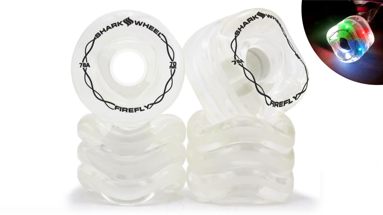 Shark Wheel Firefly 60mm and 70mm Light Up Wheels - for Skateboarding and Longboarding