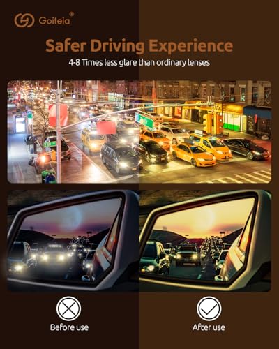 Goiteia Oversized Flip up Clip on Night Driving Glasses for Men Women, Anti Glare from Headlights, Frame Clip Conceal Glasses (Brown Tortoise(60 * 53mm))3