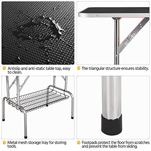 Yaheetech 46'' Pet Grooming Table for Large Dogs Adjustable Height Portable Trimming Table Drying Table w/Arm/Noose/Mesh… - Image 5