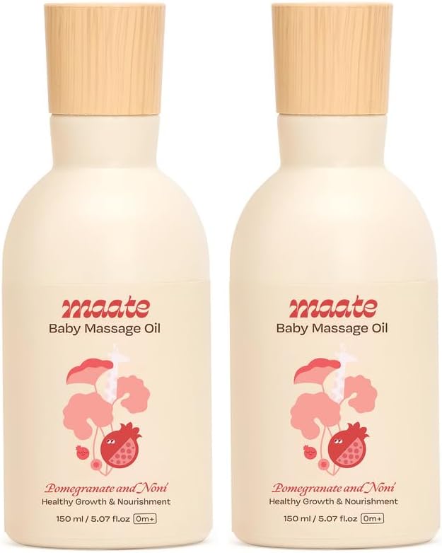 Baby Massage Oil (Pack of 2*150ml) | Massage Oil for Newborn Baby & Kids | Enrich Brahmi & Pomegranate Seed Oil | Light & Non-Sticky | Baby Massage Oil 0-12yr | Gentle Baby's Skin | Cruelty-Free