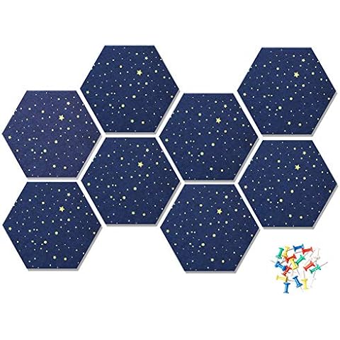 HyFanStr Felt Pin Board Wall Bulletin Board, Hexagon DIY Memo Board Notice Board with 20 Push Pins, Decorative Cork Board for Office Bedrooms Cover