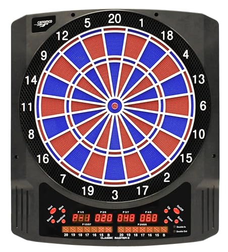 Carromco Dartscheibe Elektronisch Classic Master II – 2-Loch Abstand, Softdarts & Netzteil, Für...