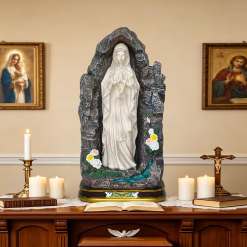 Estatua Virgen María Católica de 18 pulgadas para decoración miniatura 4