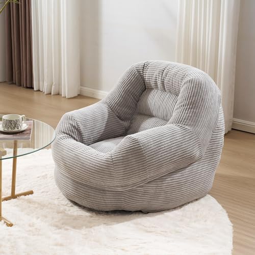 森風ShinrinKaze ビーズクッション 一人掛け ベルベット 座椅子 ソファ ローソファー 座布団 豆袋 軽量 一人暮らし 幅73cm 包まれる感じ コンパクト 完成品 クッション付き ソファ 圧力分散 おしゃれ 組立て不要 (グレー, 幅73cm)