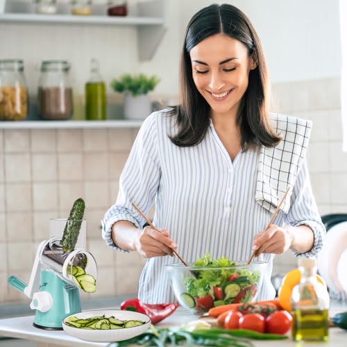 X Home 03CBA004_AM35US09 Rotary Cheese Grater, Kitchen Shredder With 3 Interchangeable Blades, Mandoline Vegetable Slicer thumb #6