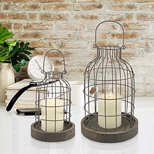 Stonebriar sb 5393c 2pc wire metal cloche set set of 2 brown  urban country home decor