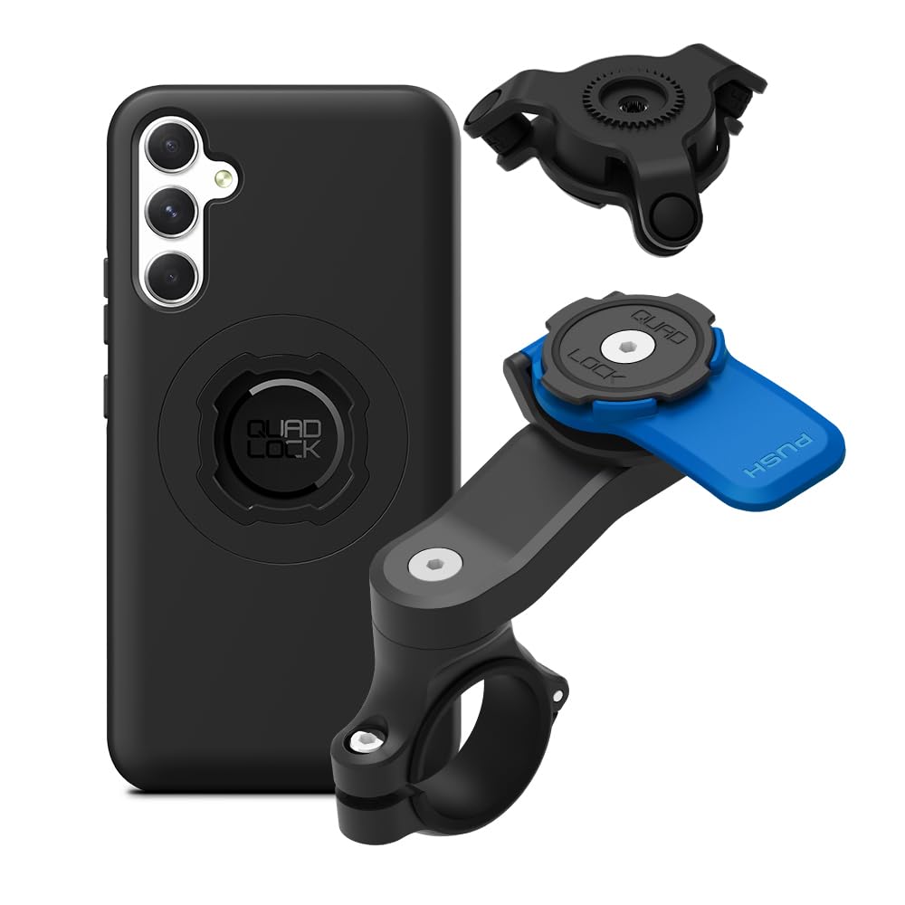 Quad Lock Moto Handlebar Kit with Dampener and MAG Case for Galaxy A34