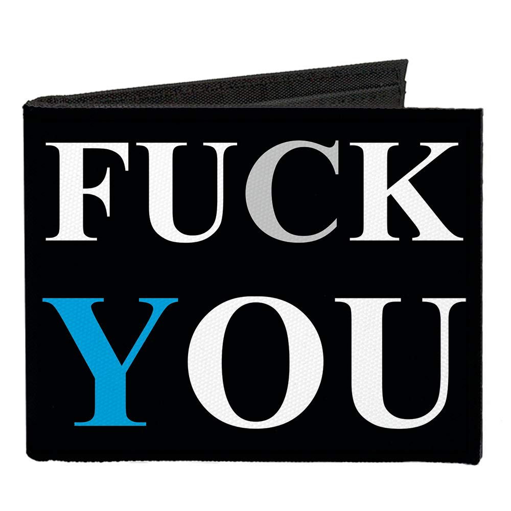 Buckle-Down Wallet, Bifold, F Y F M Black White Blue, Canvas