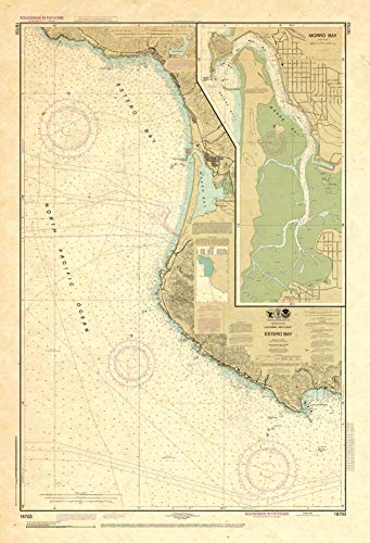 Paradise Cay Publications Antiqued NOAA Chart 18703: Estero Bay; Morro Bay