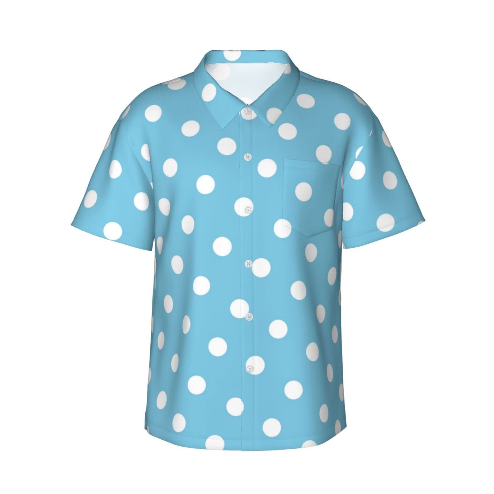 Amazon.co.jp: メンズ シャツ 夏服 アロハシャツ 水色 ブルー ドット柄