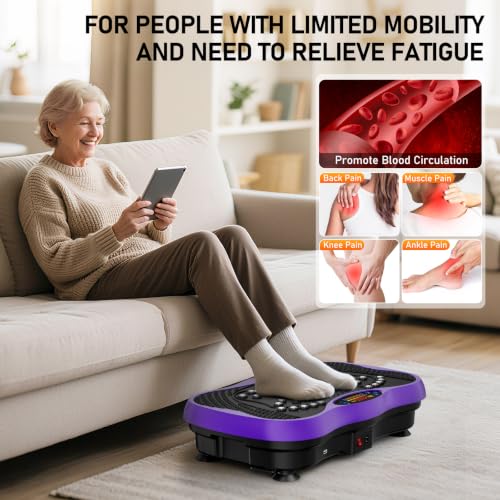 Image of Vibration Plate Exercise Machine, 130 Levels Full Body Workout Vibrating Plate for Lymphatic Drainage Weight Loss, 450 Lbs Capacity Shake Platform with Bluetooth for Women Men