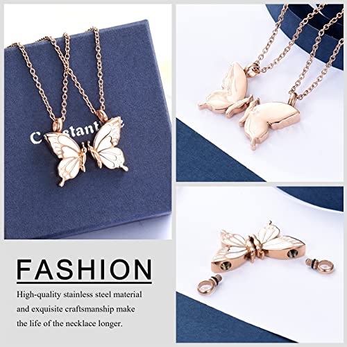 constantlife 2 Pack Butterfly Urn Necklaces for Ashes for Women Girls Stainless Steel Pendants Cremation Keepsake Jewelry Mother Daughter Sister Friendship Memorial Gifts3