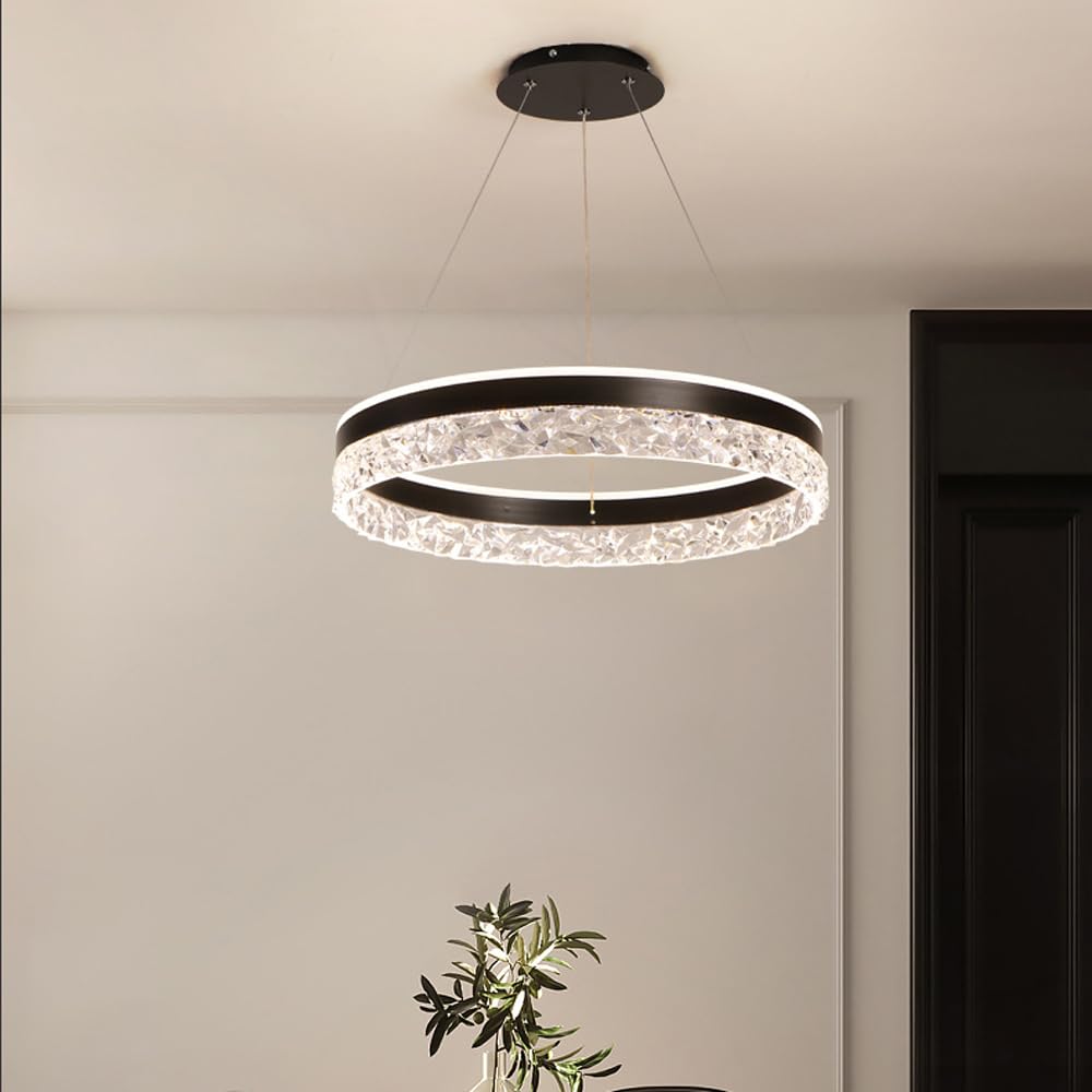 Lampa wisząca LED 50W Skandynawska nowoczesna prosta żelazna lampa wisząca Okrągła lampa wisząca z regulacją wysokości do jadalni Kuchnia Wyspa Bar Stół do jadalni Oprawy sufitowe Oprawy oświetleniowe
