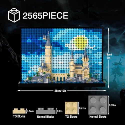 Micro Brick Magic Castle Building Set: 3D Wall Art | 2-in-1 Home Decor Model | Creative Castle & Painting Display | DIY Gift Idea Building Toy for Teens Ages 8+ Kids, Adults
