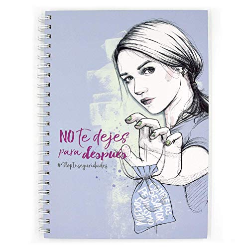 RECUERDING - Libreta A5 con Voz #StopInseguridades, 80 Hojas (160 Páginas) | Moderna, Original y Vintage; de Anillas y Tapa Dura | Papel Reciclado | Temática Sé Tu Mismo/a | Feminismo | Feminista