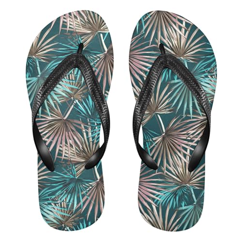 Burbuja Tropical Palm Leave Flip Flops for Women Men, Soft Thong Sandals Rubber Slippers for Pool Beach Essentials