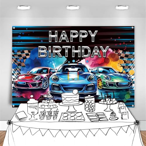Fondo para fiesta de cumpleaños con diseño de autos 5x3ft miniatura 5