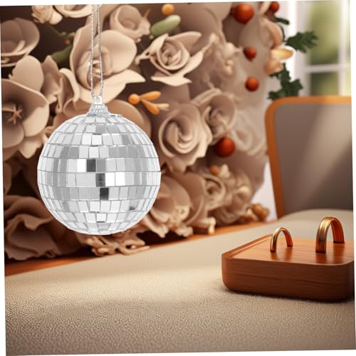 STOBAZA - 6 piezas de adornos colgantes de bola espejada reflectante, estilo vintage, para fiestas, bodas y celebraciones; acabado espejo para un ambiente festivo miniatura 4