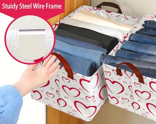 Image of Large Valentine's Day Basket Heart Shaped Storage Bin for Gifts Collapsible Organizer Room Decor (Open Mouth Love)