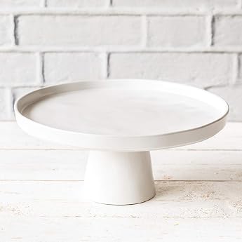Puro Cake Plate with Base Medium Matt White Diameter 27 cm