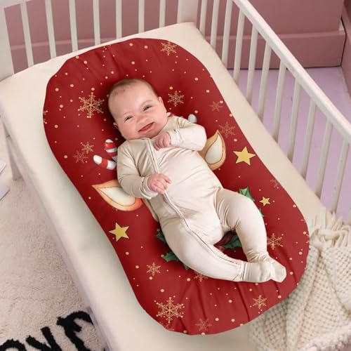 Image of ZOUTAIRONG Christmas Elk Stars Bassinet Sheets Stretchy Soft for Oval Hourglass Rectangular Bassinet Mattress Pad Stylish Mattress for Baby Bassinet Mini Crib Sheets