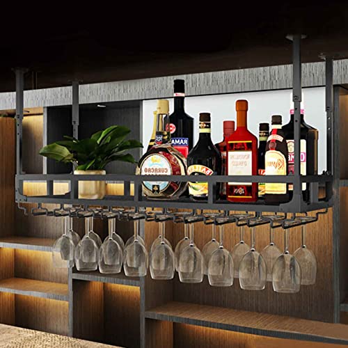 RCSTYNUK Botellero de Techo, de Metal, con Soporte para Copas, para Botellas de champán, Colgante, Flotante para Cocina, Hotel o Bar.