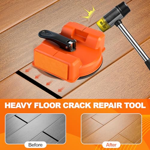 PUWMTSQ Upgraded Floor Gap Fixer Tool Kit – Heavy Duty Floor Gap Repair Tool with Strong Suction Cup, Rubber Mallet & Cleaning Brush for Laminate, Vinyl Flooring & Hardwood Floors — view 2
