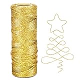 1MM Gold Metallic Kordel, 100M Gold Schnur, Nicht Elastisch Kordelband Schnur, Goldfaden DIY Bastelschnur zum Weihnachten Dekoration, Handwerk, Geschenkverpackung