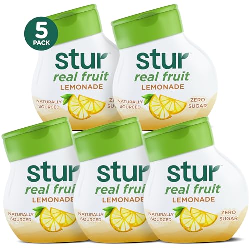 Image of Stur Liquid Water Enhancer | Lemonade | Naturally Sweetened | High in Vitamin C & Antioxidants | Sugar Free | Zero Calories | Keto | Vegan | 5 Bottles, Makes 120 Drinks