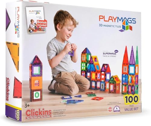Playmags Magnetic Tiles for Kids –...