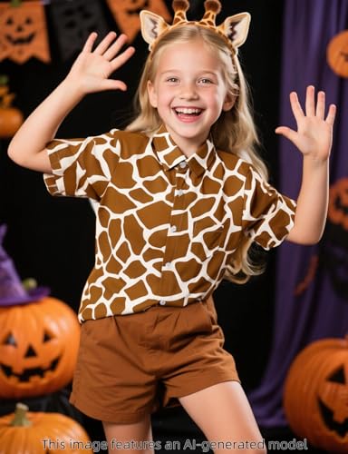 Image of COSLAND Boys' Animal Print Hawaiian Shirt Kids' Novelty Button Down Shirt, X-Small-Large