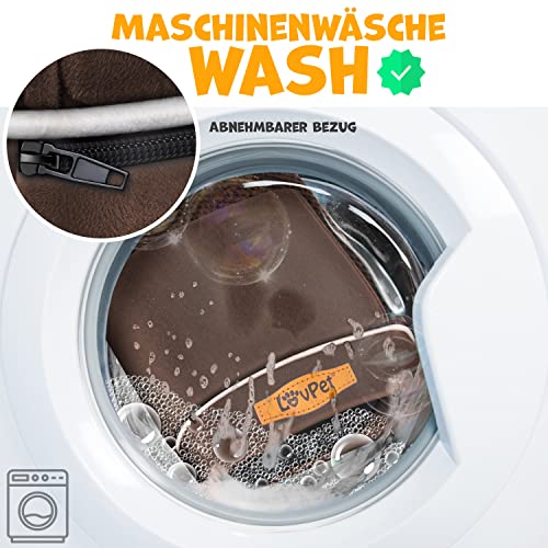 Lovpet® Orthopädisches Hundebett Hundekissen Hundekorb Relax, Inkl. Napf + 3X Kauknochen, Hundesofa für Kleine, Mittelgroße & Große Hunde, Bezug abnehmbar und waschbar, 91x71x22cm Braun