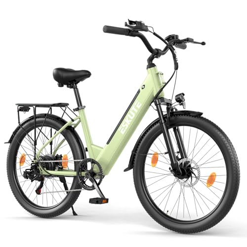 ESKUTE C100 Plus Elektrische Fiets, 26Inch E Bike, Met 250W Hogesnelheidsmotor, 36V 13Ah Verwijderbare Batterij, Topsnelheid 25km/u, LCD-scherm, Electric Bike Voor Volwassenen Heren Dames