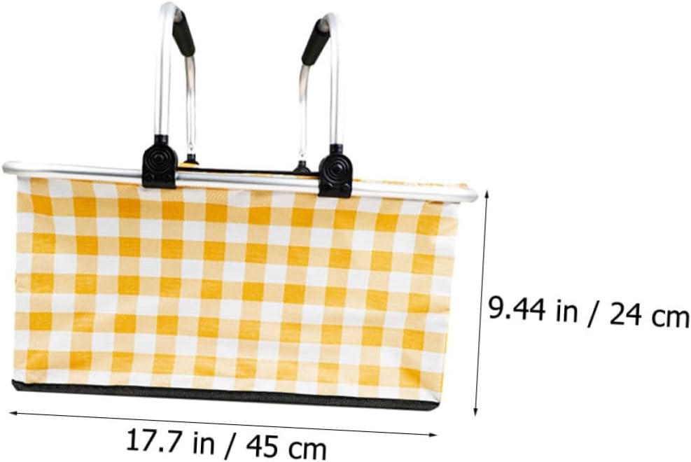 1pc Capacity Insulated Picnic Basket Collapsible Outdoor Cooler Bag Frame Durable Yellow Design for Camping Picnics and Outdoor Events