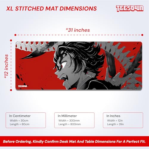 Image of Demon Slayer Anime Extended Mousepad (12x31) for Laptop, Desktop, PC and Gaming Deskmat (Stitched Edges, XL)